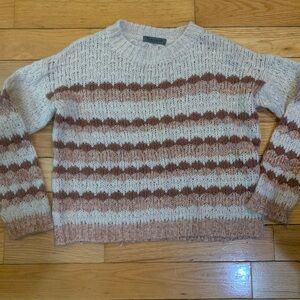 Anthropologie Cream and Pink Sweater Made in Italy